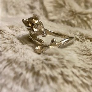 Sterling Sliver Cat and Mouse Ring Size 9